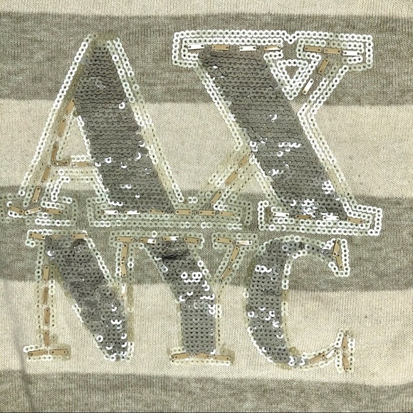Armani Exchange sequin short sleeve stripe sweater L - Picture 8 of 10